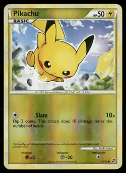 Pikachu 61/90 Common HGSS Undaunted Pokemon Reverse Holo Moderately Played - Image 1