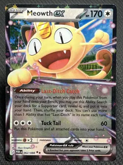 Meowth ex 062/088 Me03: Perfect Order Holo Double Rare Pokemon TCG - Image 1