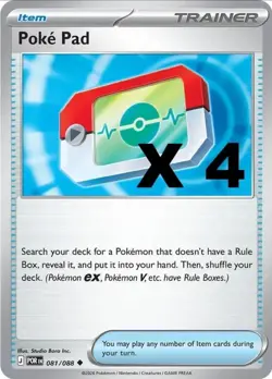 4x Poke Pad 081/088 Pokemon ME03: Perfect Order Playset X4 NM - Image 1