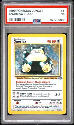 PSA 3 1999 Pokemon TCG Jungle Snorlax Holo Rare 11/64 English WOTC - Image 1