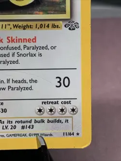 Pokemon TCG Snorlax Jungle Set 11/64 Holo Rare 1999 WOTC VTG HP - Image 4