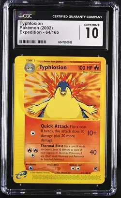 CGC 10 GEM MINT Typhlosion 2002 Expedition 64/165 Non-Holo Rare Pokemon Card - Image 1