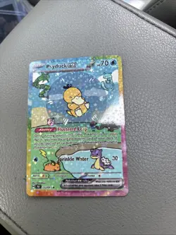 Pokemon Sparkle Holo Rainbow Boarder Cute Anime Bubble Psyduck EX Card - Image 1