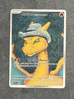 Charizard with Grey Felt Hat 085 Van Gogh - Pokemon Fan Art Card - Image 1