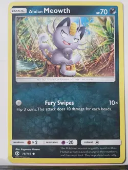 Alolan Meowth 78/149 VLP - Sun Moon Pokemon Card $2 Flat Shipping - Image 1
