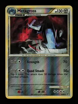 Metagross 18/90 Reverse Holo Rare HGSS Undaunted Pokemon Cards - Image 1