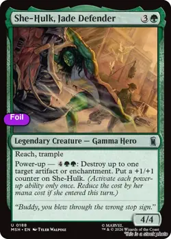 MTG Foil She-Hulk, Jade Defender Card #188 Marvel Super Heroes NM Magic - Image 1
