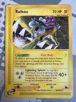 Pokemon Raikou Skyridge 28/144 Non-Holo Rare WOTC E-Reader Vintage Card - Image 1