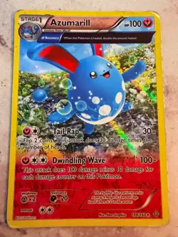 Azumarill 104/160 XY Primal Clash Reverse Holo Pokemon Card Damaged/Heavy Played - Image 1