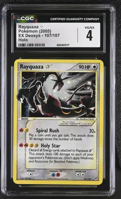 CGC 4 Rayquaza Gold Star 2005 EX Deoxys 107/107 Holo Pokemon Card - Image 1