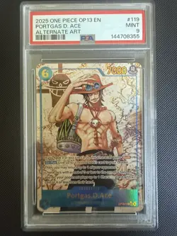 PSA MINT 9 ~ 2025 ONE PIECE OP-13-119 PORTGAS D. ACE ~ ALTERNATE ART - Image 1