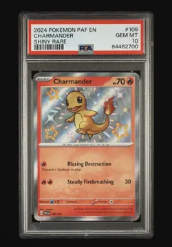 Pokemon Charmander 109/091 SV: Paldean Fates Shiny Rare Holo PSA 10 2024 English - Image 1