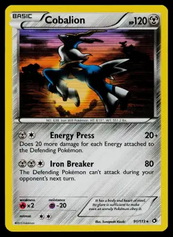 Pokemon Card Cobalion 91/113 Legendary Treasures Holo - Image 1
