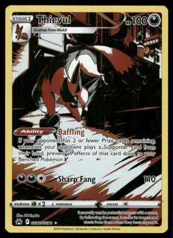 Pokemon Cards Thievul GG17/GG70 Holo Crown Zenith Galarian Gallery Holo NM - Image 1
