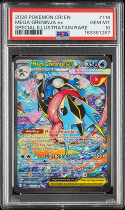 2026 POKEMON CRI EN-CHAOS RISING #116 MEGA GRENINJA EX PSA 10 - Image 1