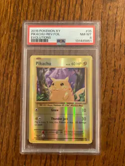 2016 Pokemon XY Pikachu Reverse Holo Evolutions #35 PSA 8 - Image 1