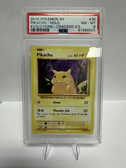 Pokemon XY Pikachu Holo Cracked Ice - #35/108 PSA 8 2016 - Image 1