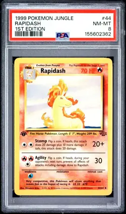 1999 Pokemon Jungle 1st Edition #44 Rapidash PSA 8 NM-MT - Image 1