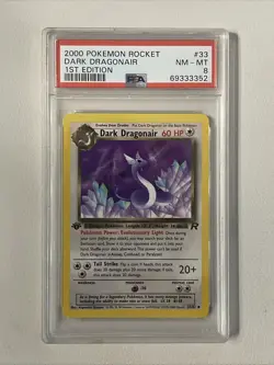 2000 Pokemon Team Rocket 1st Edition: Dark Dragonair #33, PSA 8 NM-MT - Image 1