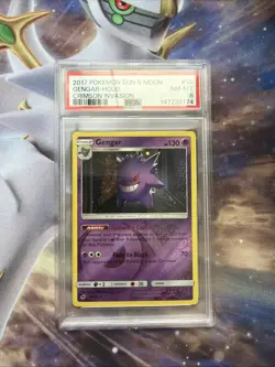 2017 POKEMON SUN & MOON CRIMSON INVASION 38 GENGAR-REVERSE FOIL PSA 8 - Image 1