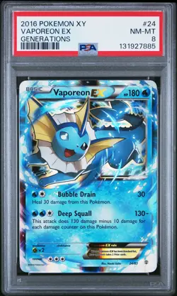 Vaporeon 2016 Pokemon XY Generations #24/83 Holo PSA 8 - Image 1