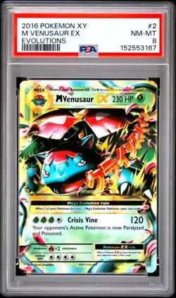 2016 Pokemon XY Evolutions M Veusaur EX Extended Art 2/108 PSA 8 NM-MT - Image 1