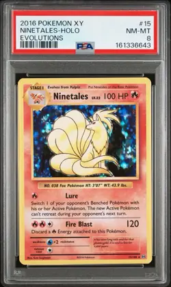 NINETALES HOLO EVOLUTIONS POKEMON XY 2016 15 ENGLISH PSA 8 - Image 1
