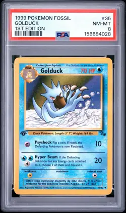 1999 Pokemon Fossil 1st Edition Golduck #35/62 PSA 8 NM-MT - Image 1