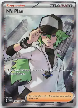 N's Plan 163/086 Holo Ultra Rare Black Bolt Pokemon Holo Near Mint - Image 1