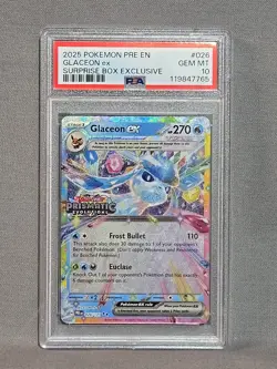 2025 Pokemon Glaceon EX Card GEM MT Surprise Box Exclusive PSA 10 - Image 1