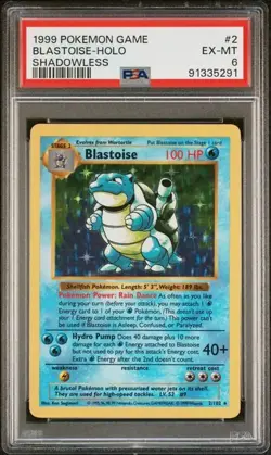 Pokemon Blastoise Shadowless Holo 2/102 PSA 4 - Image 1