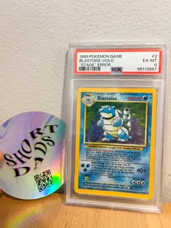 1999 Pokemon Base Set Blastoise Holo No Stage Error 2/102 PSA 6 Misprint - Image 2
