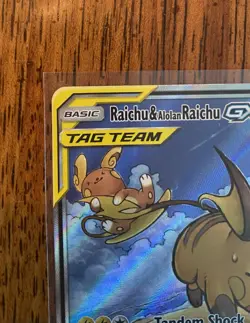 Pokemon Raichu & Alolan Raichu GX S&M 221/236 TAG TEAM Alt Full Art Holo EN - Image 2