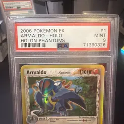 2006 POKEMON EX HOLON PHANTOMS ARMALDO #1/110 RARE HOLO FOIL PSA 9 - Image 3
