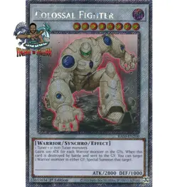 Yugioh! 1x Colossal Fighter RA03-EN200 Platinum Secret Rare 1st Ed NM - Image 1