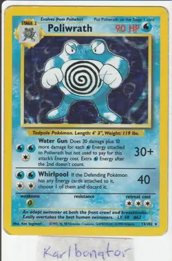 Pokemon TCG Poliwrath Base Set 13/102 Holo Unlimited Holo Rare - Image 1