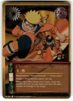 Naruto Uzumaki Barrage Super Rare 085 Naruto CCG Card NM/VLP - Image 1