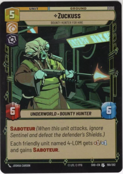 Star Wars Unlimited Foil Card SHD190 Zuckuss - Image 1