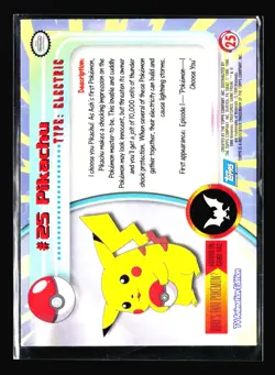 LP Pikachu Topps Series 1 - Blue Label #25 Pokemon Card T4-526 - Image 2