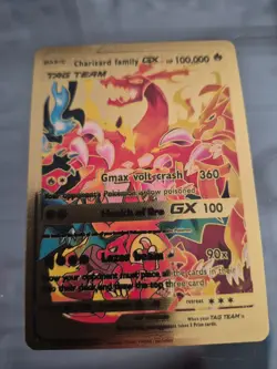 Pokemon TCG Charizard Family GX TAG TEAM Gold Foil English Basic 100,000 HP - Image 1