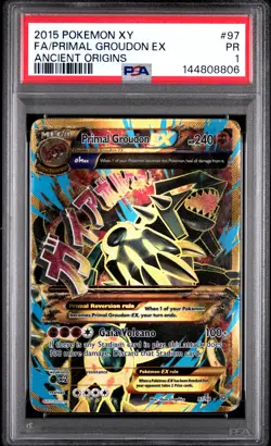 2015 POKEMON XY ANCIENT ORIGINS #97 FULL ART/PRIMAL GROUDON EX PSA 1 - Image 1