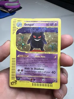 HUGE SWIRL 2002 Expedition Gengar Holo Foil Rare 13/165 E-Reader Series Pokemon - Image 3