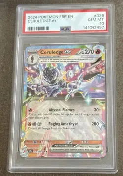 2024 Pokemon SSP EN Ceruledge ex PSA 10 Surging Sparks 036/191 - Image 1