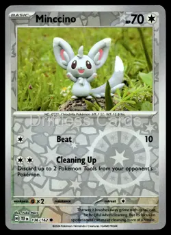 Minccino 136/162 Common Temporal Forces Pokemon Reverse Holo NM/M - Image 1