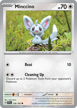 Minccino 136/162 Common Temporal Forces Pokemon Reverse Holo NM/M - Image 3
