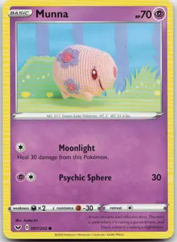 Munna 087/202 Asako Ito Art Common Sword & Shield Pokemon TCG HP - Image 1