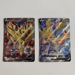Pokemon TCG Zacian V (NM) and Zamazenta V (LP) Full Art Bunde. - Image 1