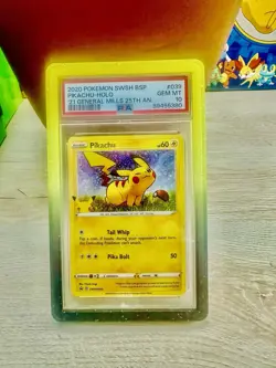 2020 POKEMON SWSH BSP #039 PIKACHU-HOLO GEM MT '21 GENERAL MILLS 25TH AN PSA 10 - Image 3