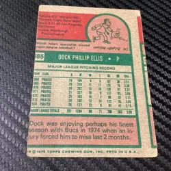 Miscut Oddball 1975 Topps DOCK ELLIS #385 Set-Break Pittsburgh Pirates Card VG - Image 5