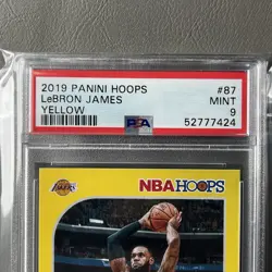 PSA 9 LeBron James Yellow 2019-20 Panini Hoops Basketball Los Angeles Lakers - Image 3
